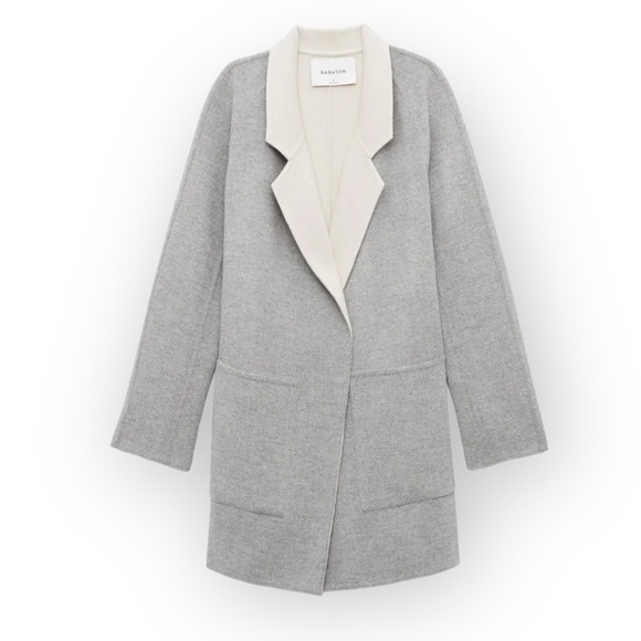 Aritzia Babaton Wool two-tone grey open front coat in size Small - Picture 1 of 9
